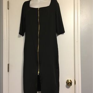 Black polyester Full Zip front dress NWOT